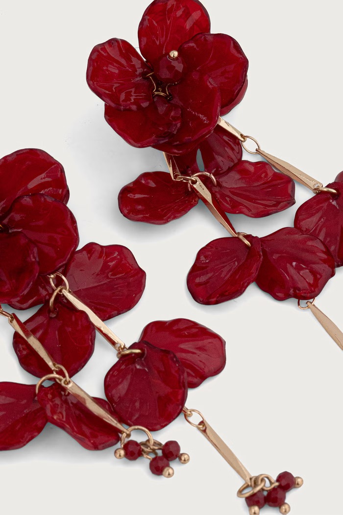 Aldo Náušnice dámske CHICFLORALMINI CHICFLORALMINI.600 burgundské AW26