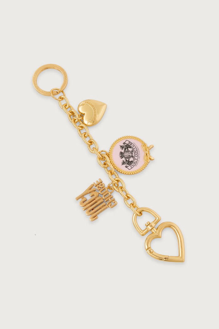 Juicy Couture Kľúčenka dámska kovová MULTI CHARMS zlatá WIJ2699E6WIZ