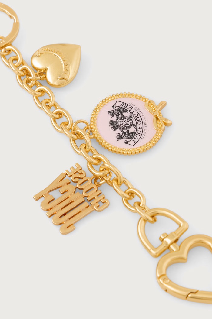 Juicy Couture Kľúčenka dámska kovová MULTI CHARMS WIJ2699E6WIZ zlatá AW26