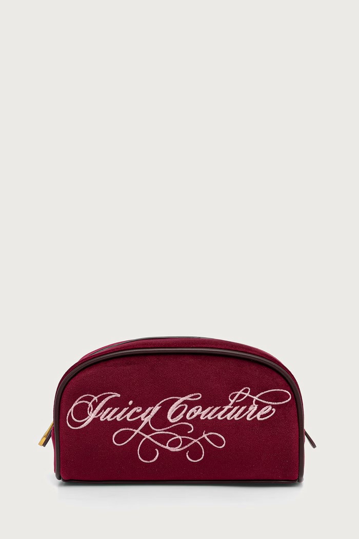 Juicy Couture Kosmetyczka damska welurowa TAYLOR bordowy BEJ2699G5WPO