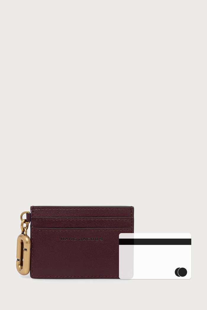 Akcesoria MARC JACOBS Etui na karty damskie skórzane CARD CASE 2P6SMP016S01 bordowy