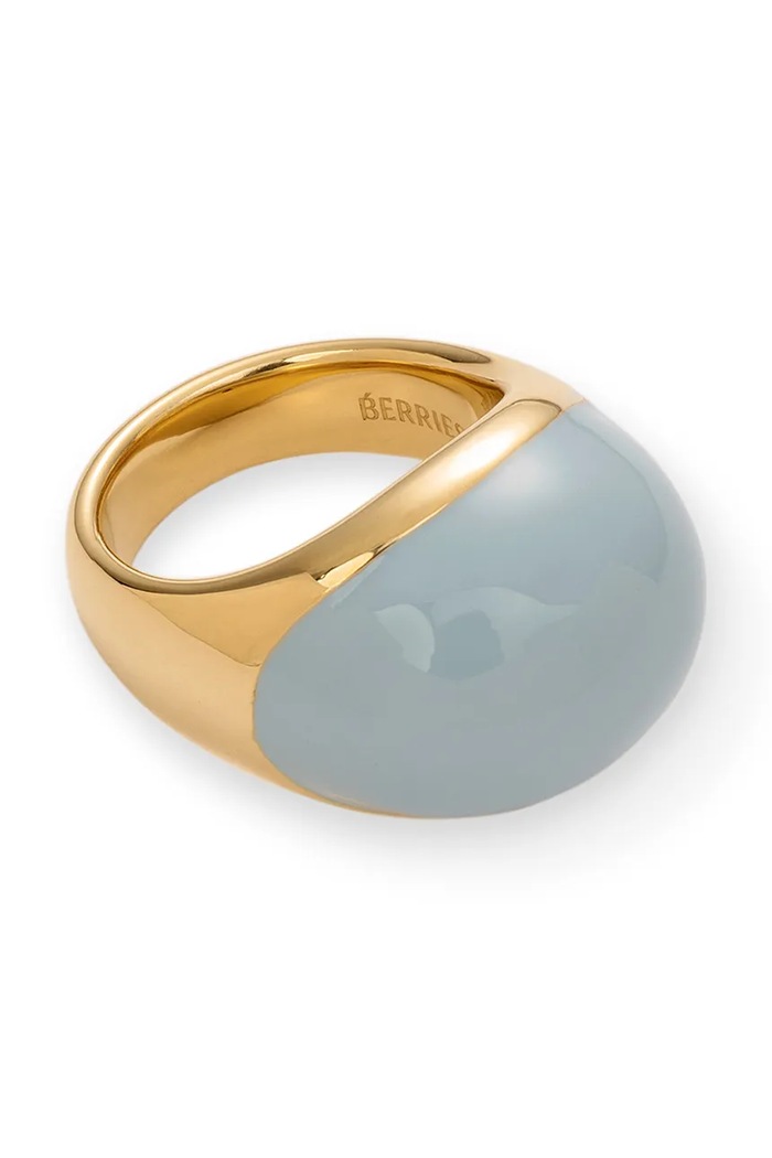 BERRIES prsteň dámsky pozlátený strieborný smaltovaný Viva Vintage Blue XL Ring PVWS15 zlatá AW26