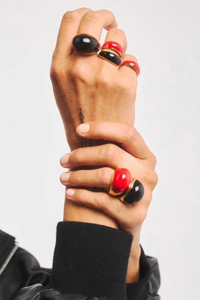 BERRIES prsteň dámsky pozlátený strieborný smaltovaný Viva Red Mini Ring PVMC15 zlatá
