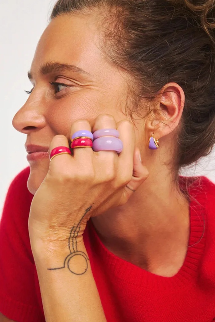 BERRIES prsteň dámsky pozlátený strieborný smaltovaný Viva Raspberry Mini Ring zlatá PVMR13