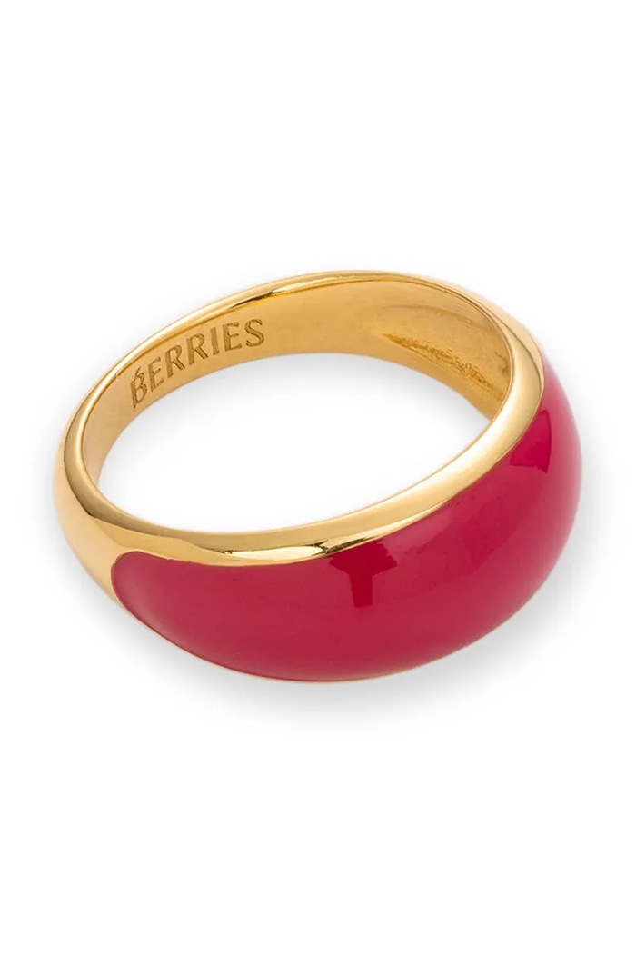 BERRIES prsteň dámsky pozlátený strieborný smaltovaný Viva Raspberry Mini Ring PVMR13 zlatá AW26