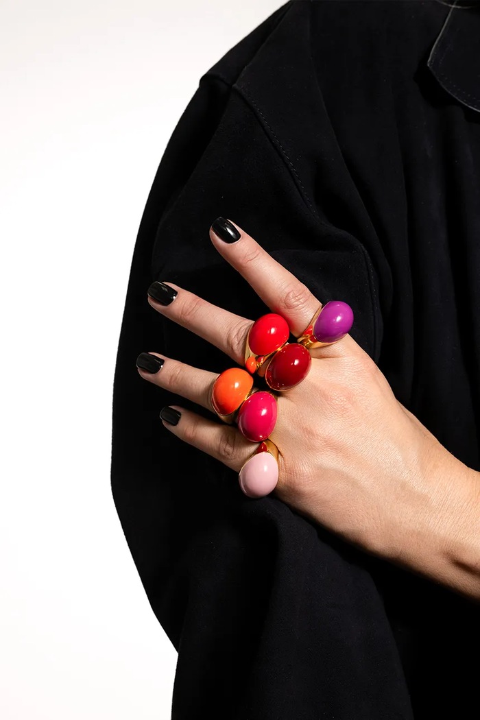 BERRIES prstan ženski pozlačen srebrni emajl Viva Orchid XL Ring PVPC17