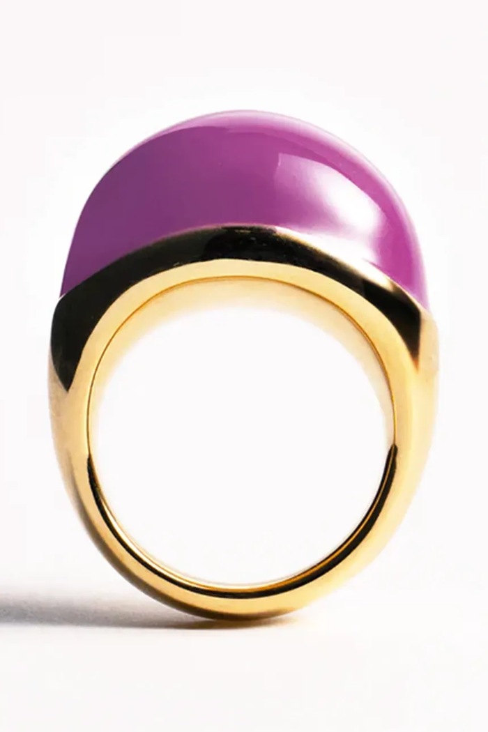 BERRIES prstan ženski pozlačen srebrni emajl Viva Orchid XL Ring PVPC17 zlata AW26