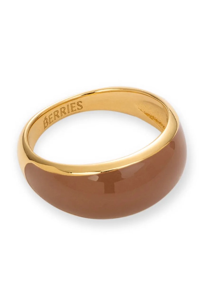 BERRIES prstan ženski pozlačen srebrni emajl Viva Mocha Mousse Mini Ring PVM015 zlata AW26