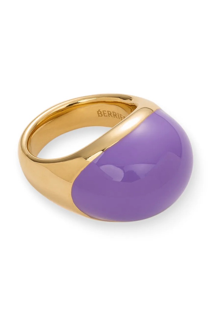 BERRIES prstan ženski pozlačen srebrni emajl Viva Lavender XL Ring PVLO13 zlata AW26