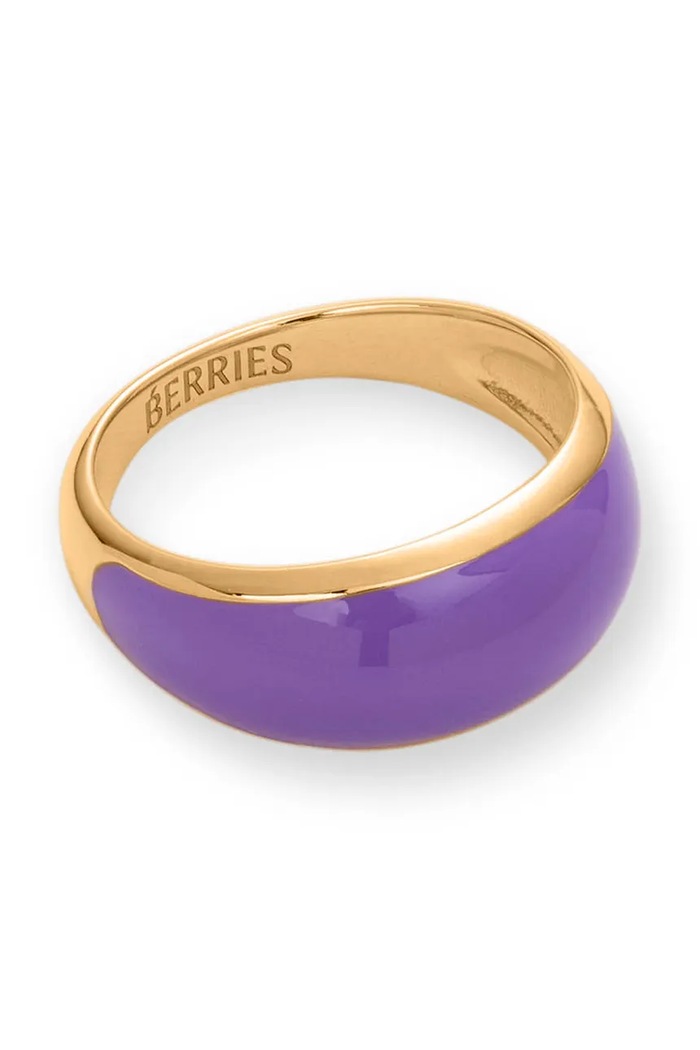 BERRIES prstan ženski pozlačen srebrni emajl Viva Lavender Mini Ring PVML13 zlata AW26