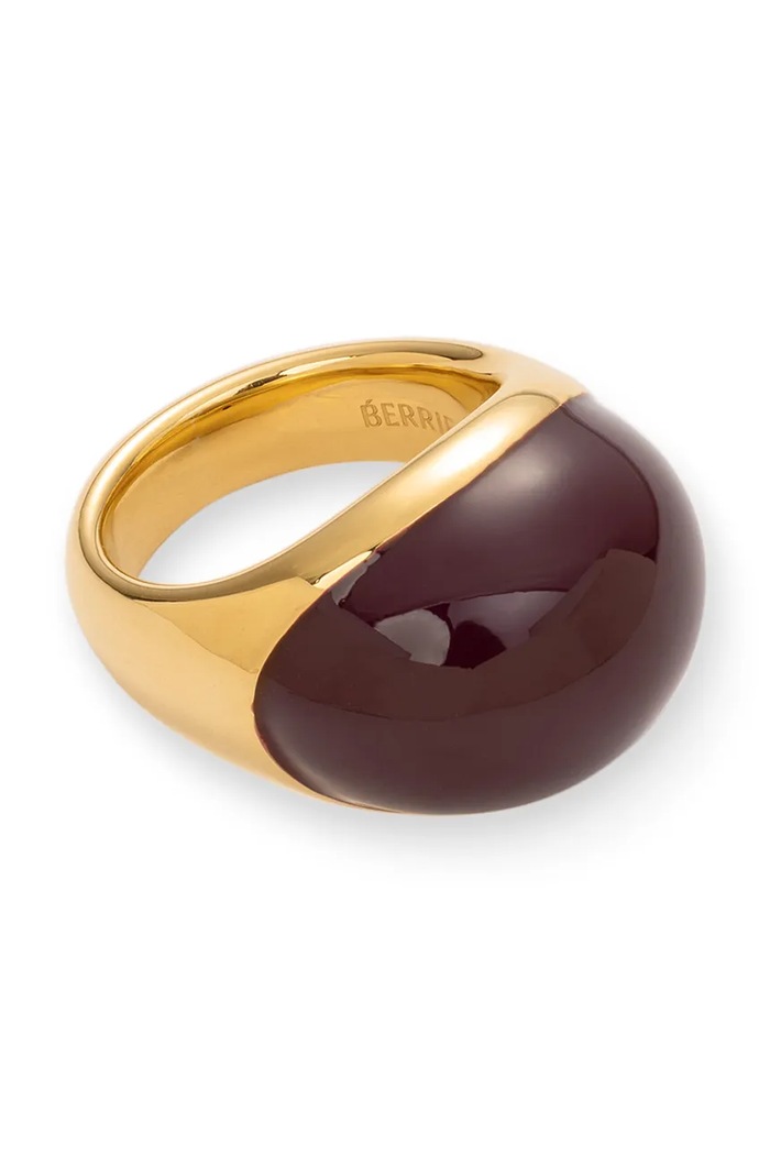 BERRIES prstan ženski pozlačen srebrni emajl Viva Burgundy XL Ring PVWW13 zlata AW26