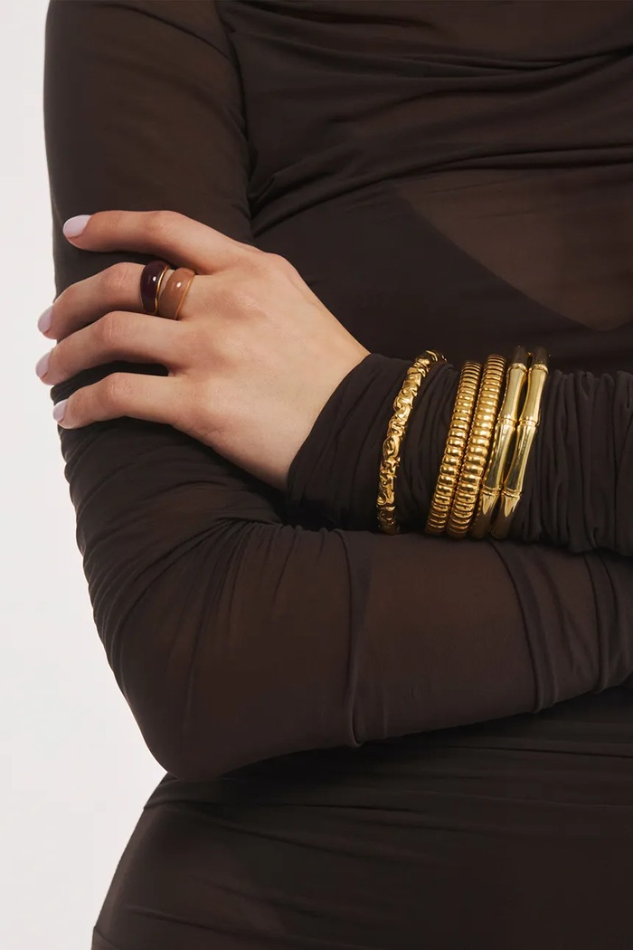 BERRIES prstan ženski pozlačen srebrni emajl Viva Burgundy Mini Ring PVMW17 zlata AW26