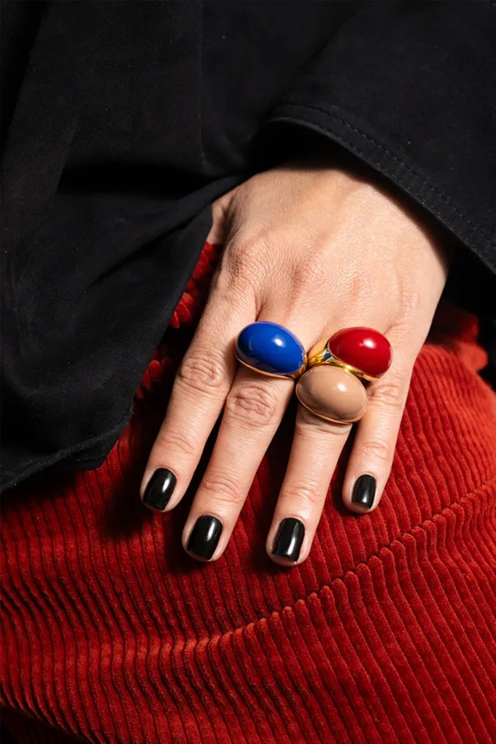 Dodatki BERRIES prstan otroški pozlačen srebrni Viva Blueberry XL Ring PVDB17 zlata