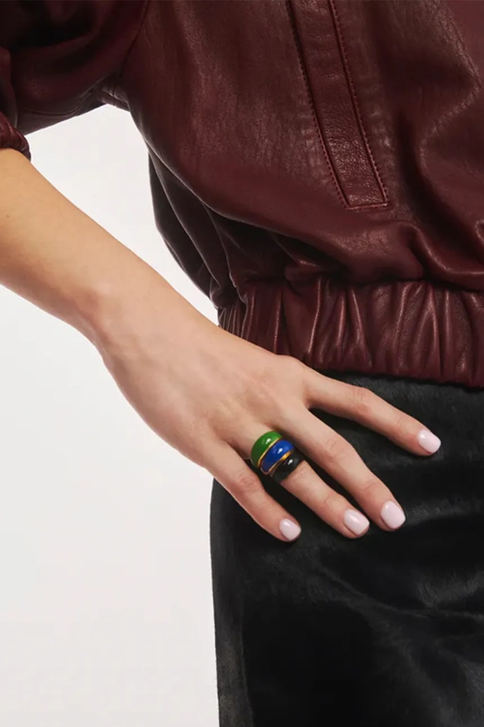 BERRIES prstan ženski pozlačen srebrni emajl Viva Blueberry Mini Ring PVMB17 zlata AW26