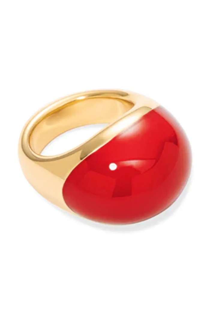 BERRIES prstan ženski pozlačen srebrni emajl Viva BERRIES Red XL Ring KCO101CG zlata AW26