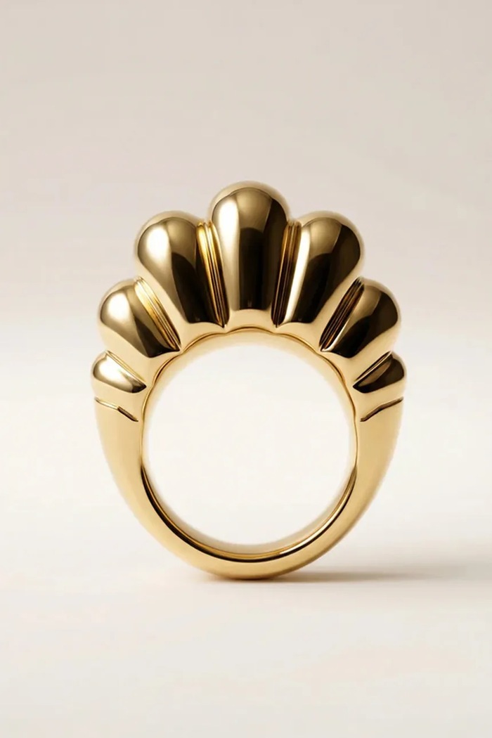 BERRIES prstan ženski pozlačen srebrni Groove Ring PBG17G zlata AW26