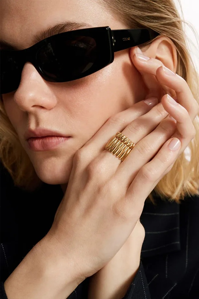 BERRIES ženski pozlačan srebrni Bott Maxi Ring PAB17G zlata AW26