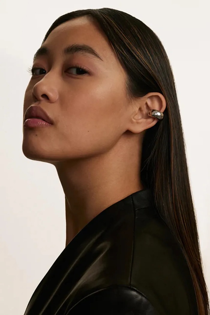 Dodatki BERRIES uhan za uhelj ženski srebrni Ring Silver Ear Cuff NEP015BS srebrna