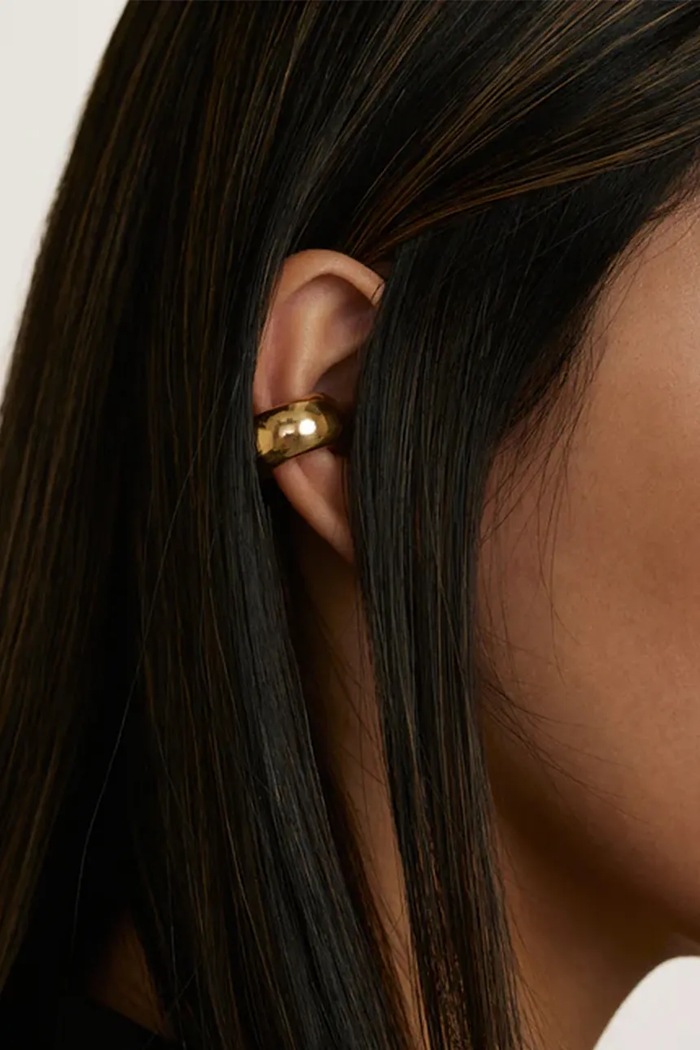 Dodatki BERRIES uhan za uhelj ženski pozlačen srebrni Ring Ear Cuff NEP011BG zlata