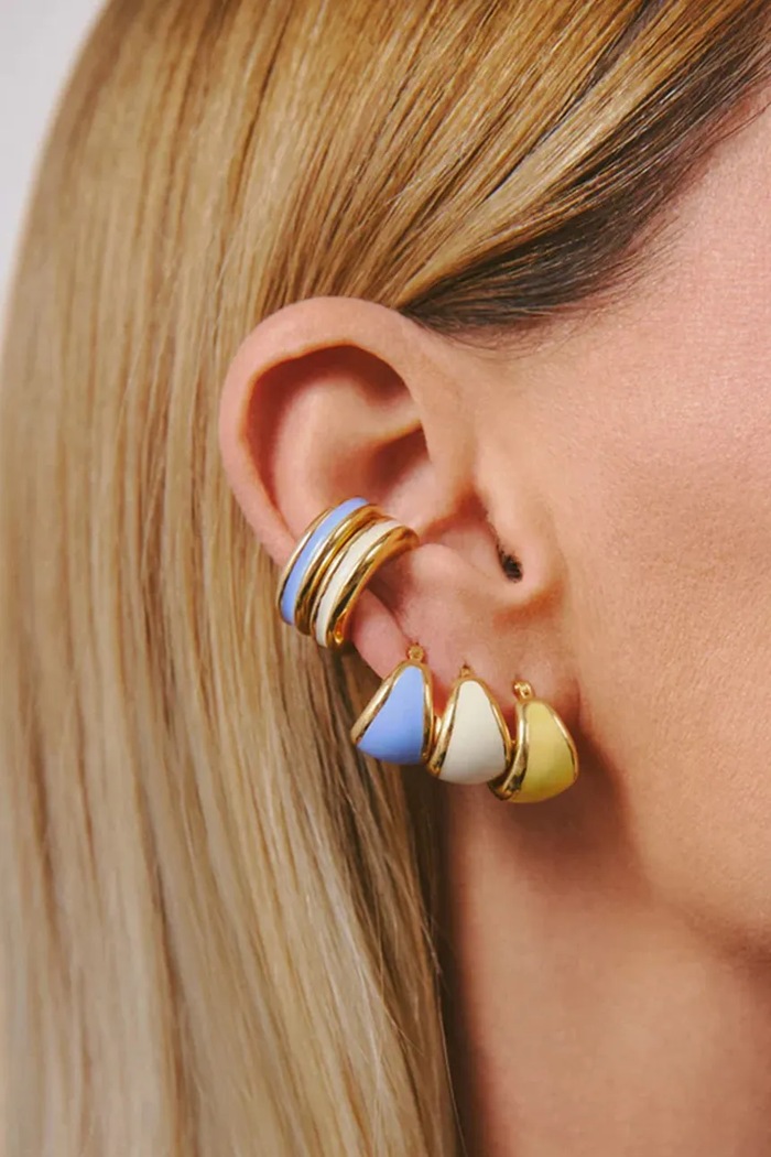 BERRIES naušnice za žene pozlaćene srebrne s emajlom Viva Popcorn Earrings zlatna KE006G