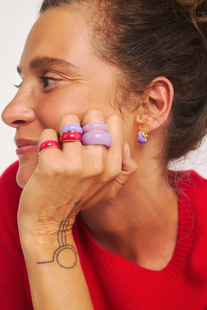BERRIES обици дамски от позлатено сребро с емайл Viva Lavender Earrings KE012G злато AW26
