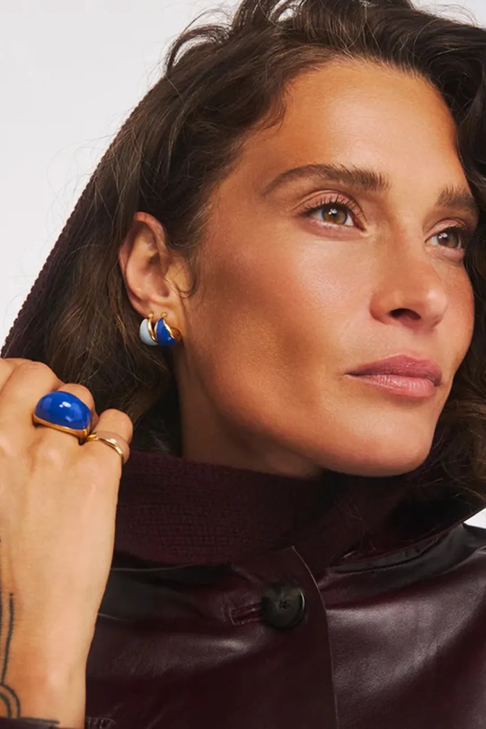 BERRIES naušnice za žene pozlaćene srebrne Viva Blueberry Earrings zlatna KE009G