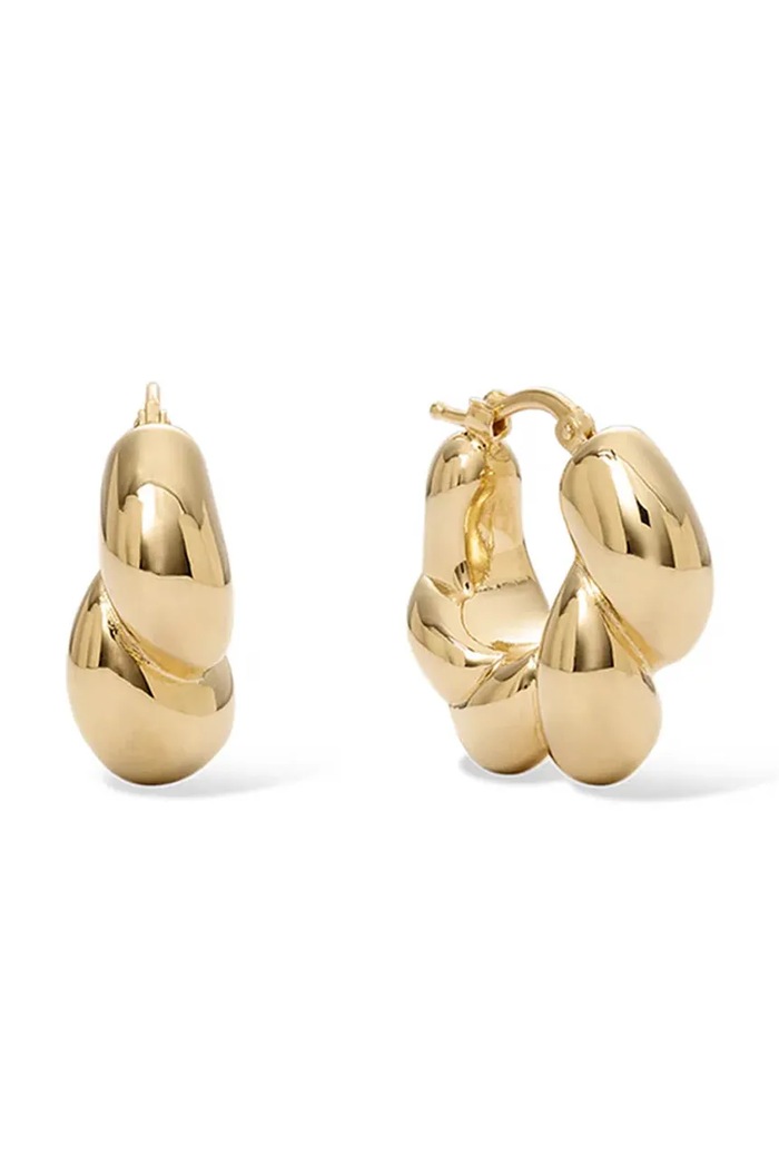 BERRIES naušnice za žene pozlaćene srebrne Row Earrings zlatna KE0101FG