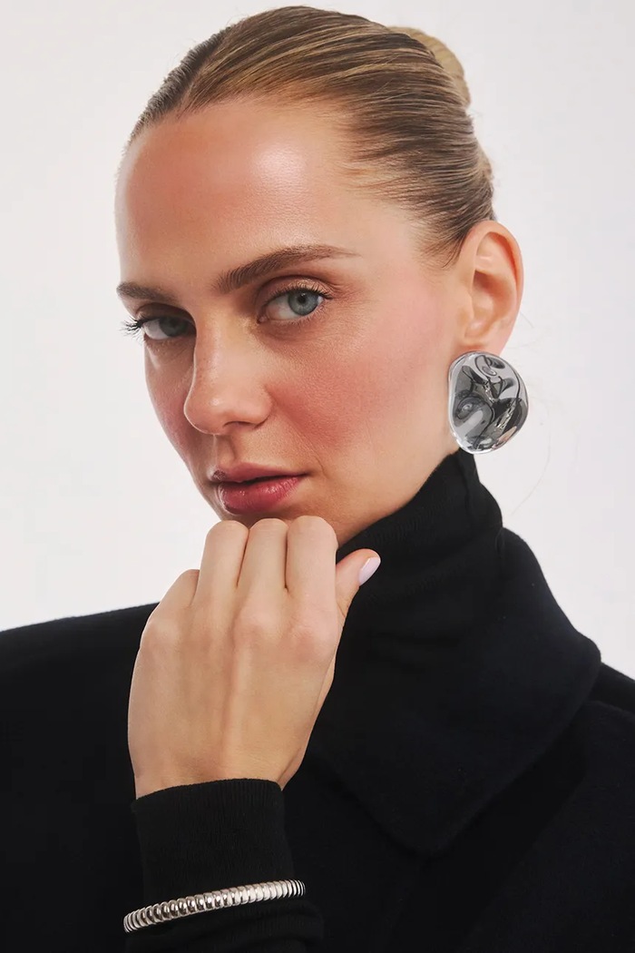 Dodaci BERRIES naušnice za žene Oyster Maxi Earrings KMI002 srebrna