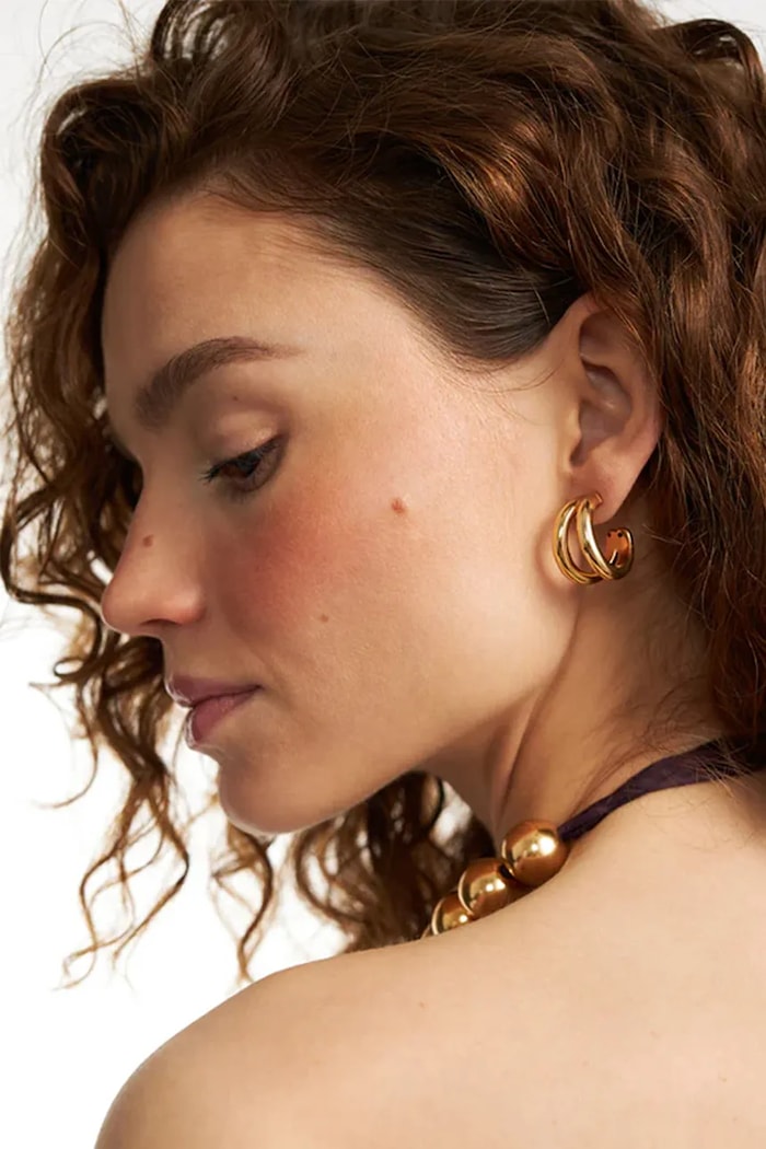 BERRIES Náušnice dámske pozlátené strieborné DOUBLE LOOPS Earrings K0004G zlatá AW26