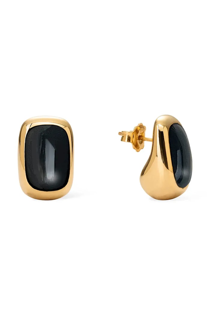 BERRIES Náušnice dámske pozlátené strieborné smaltované Alexis Black Earings zlatá K0010G