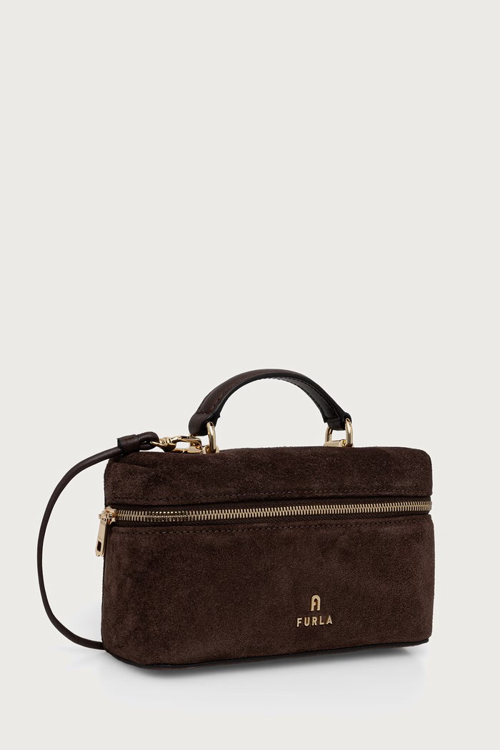Furla Torebka crossbody damska zamszowa Camelia Micro WE00625.U10000.3244S brązowy AW26