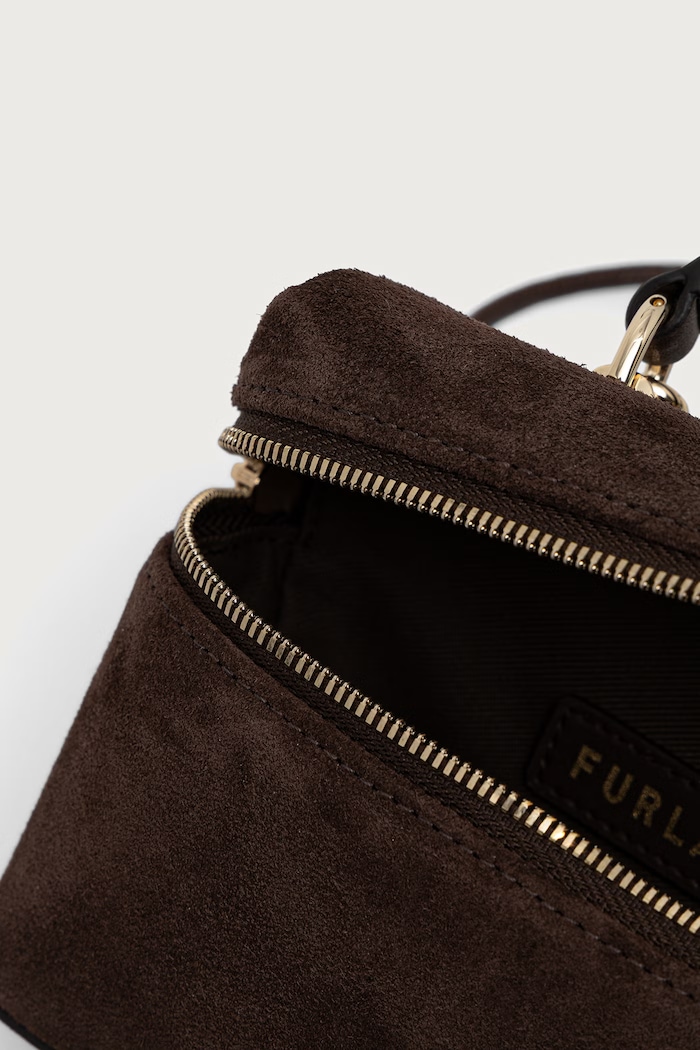 Torebka crossbody damska zamszowa Camelia Micro Furla brązowy WE00625.U10000.3244S