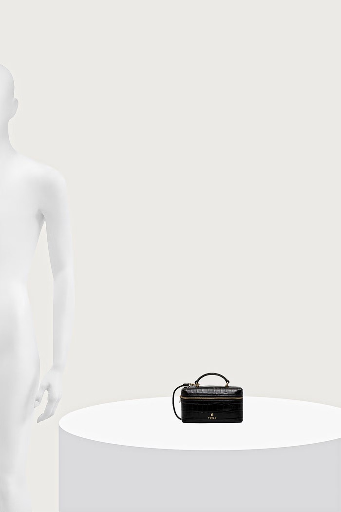 Kosmetyczka damska skórzana Camelia Micro Furla czarny WE00625.BX4255.O6000