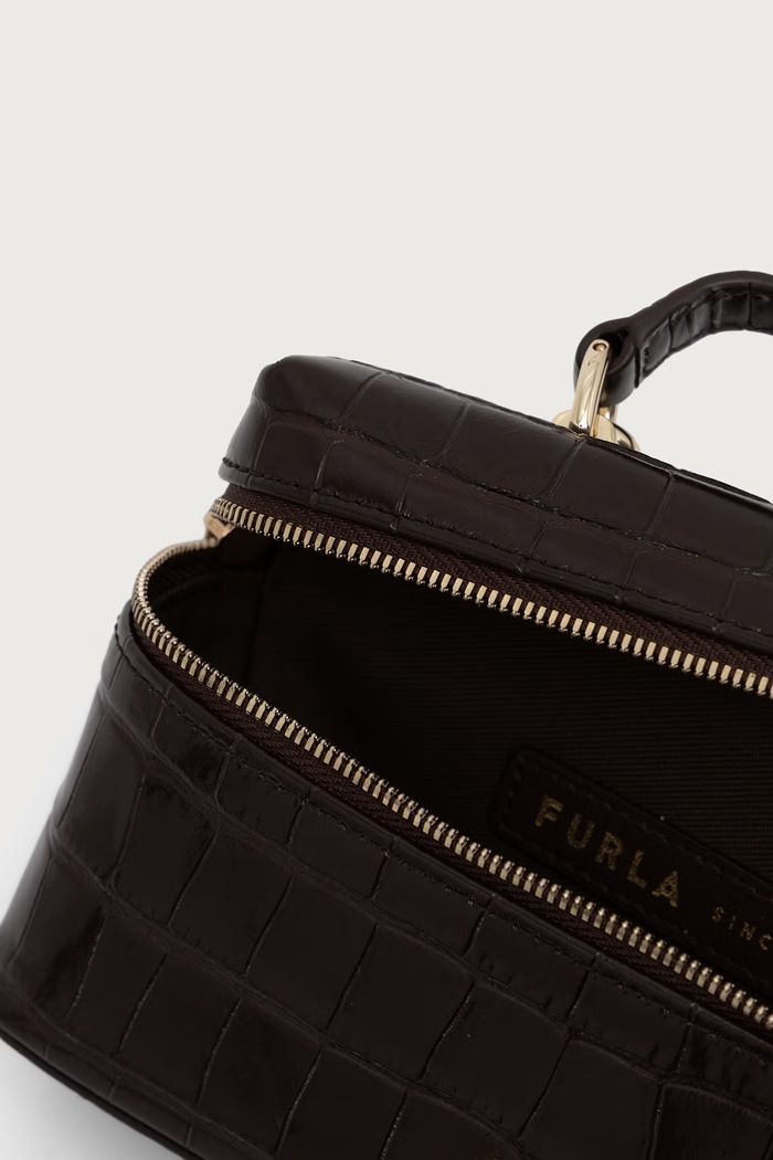 Kosmetyczka damska skórzana Camelia Micro Furla brązowy WE00625.BX4255.2460S