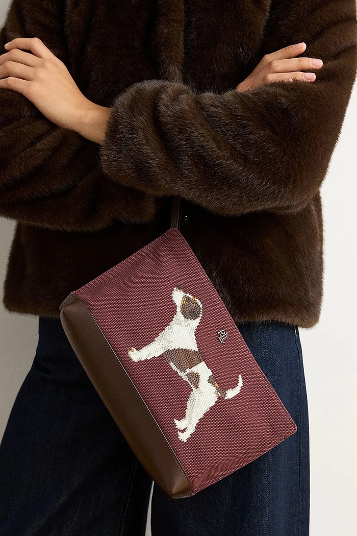Kosmetyczka damska bawełniana Lauren Ralph Lauren bordowy 432P18736