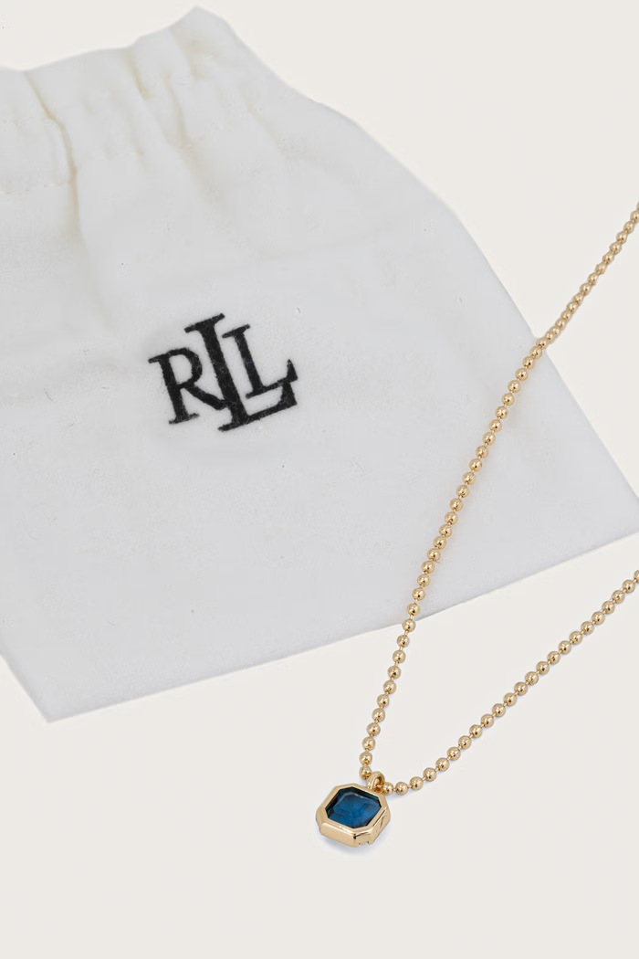 Akcesoria Lauren Ralph Lauren naszyjnik z zawieszką damski mosiężny ze szkłem szlifowanym 14N00879 złoty