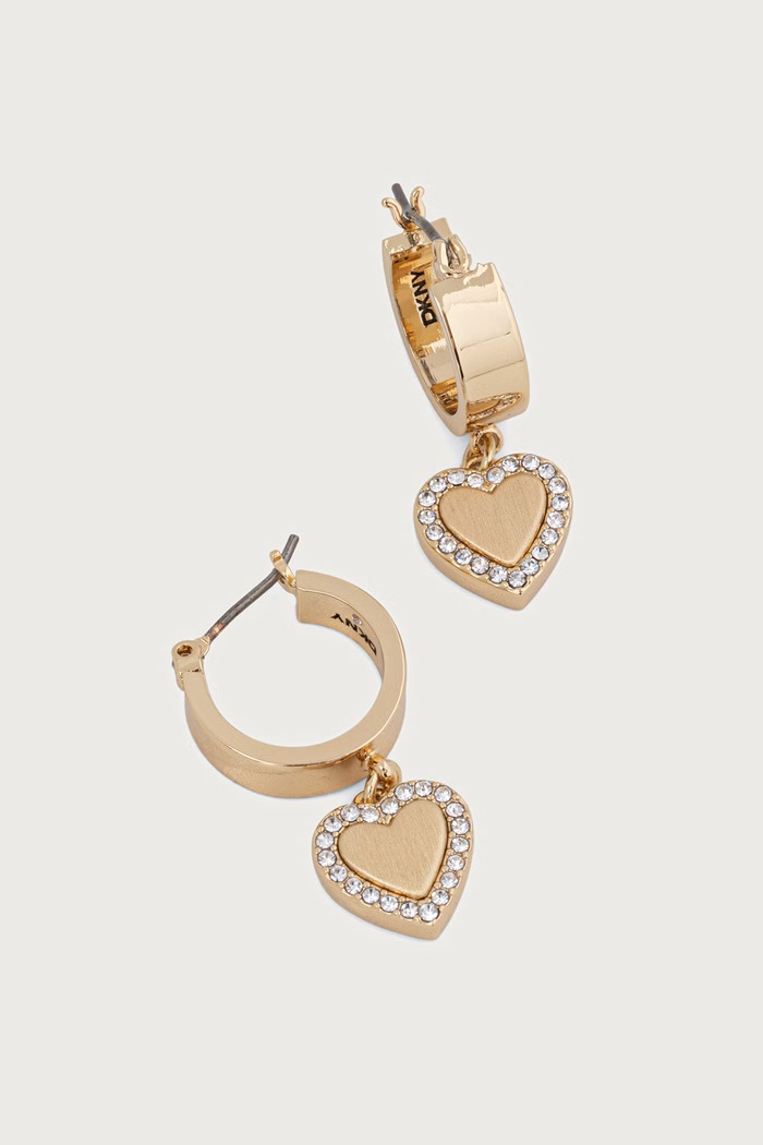 DKNY kolczyki damskie metalowe z cyrkonią złoty 04G00968