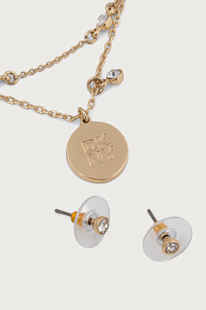 DKNY naszyjnik i kolczyki damskie metalowe 04S00107 złoty AW26