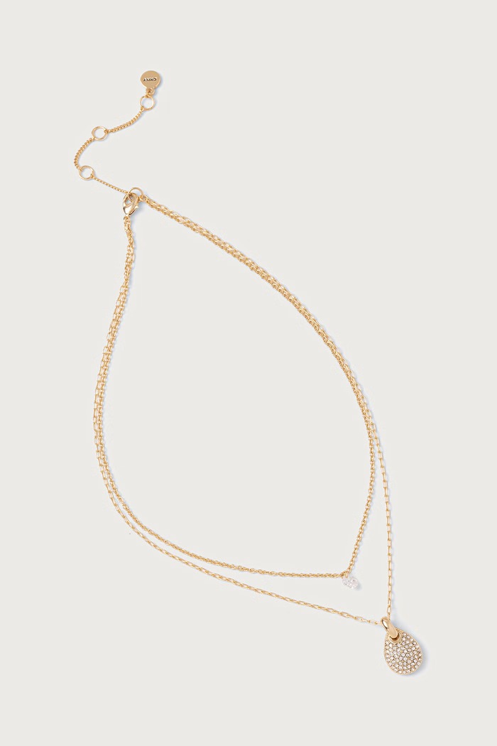 DKNY Naszyjnik z zawieszką damski metalowy z cyrkonią złoty 04N00371