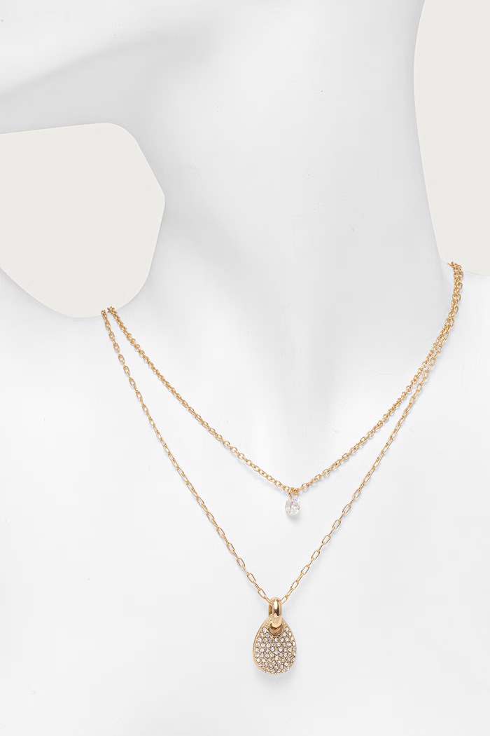 Akcesoria DKNY Naszyjnik z zawieszką damski metalowy z cyrkonią 04N00371 złoty