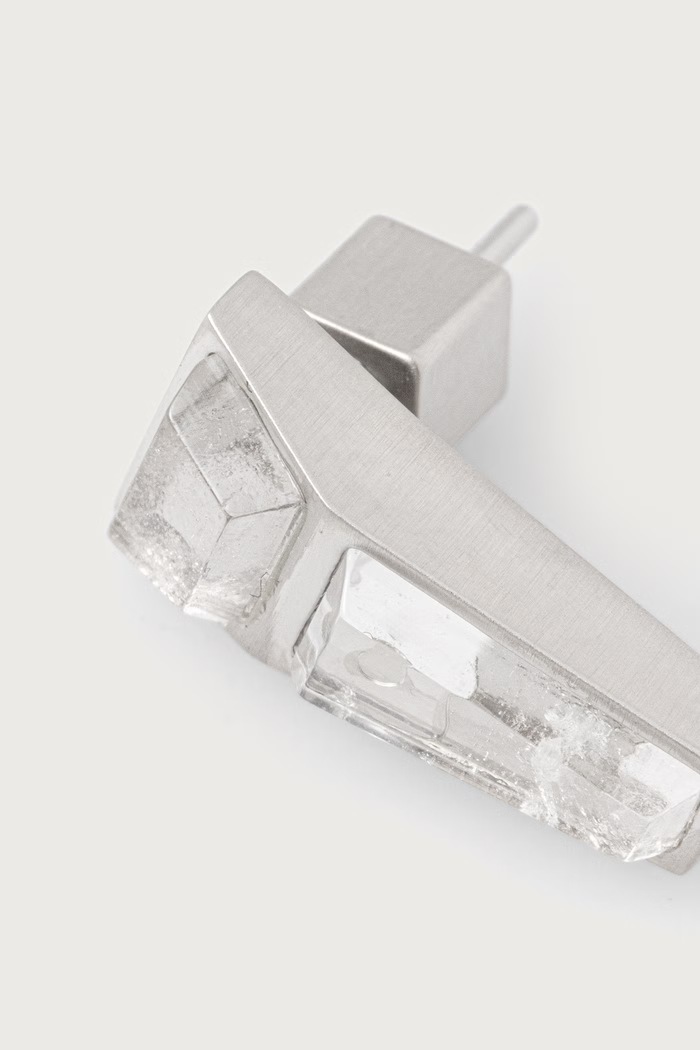 Accessories Rick Owens DRKSHDW Crystal Beveled earring brass Women's RJ0000155.MMTES2 silver