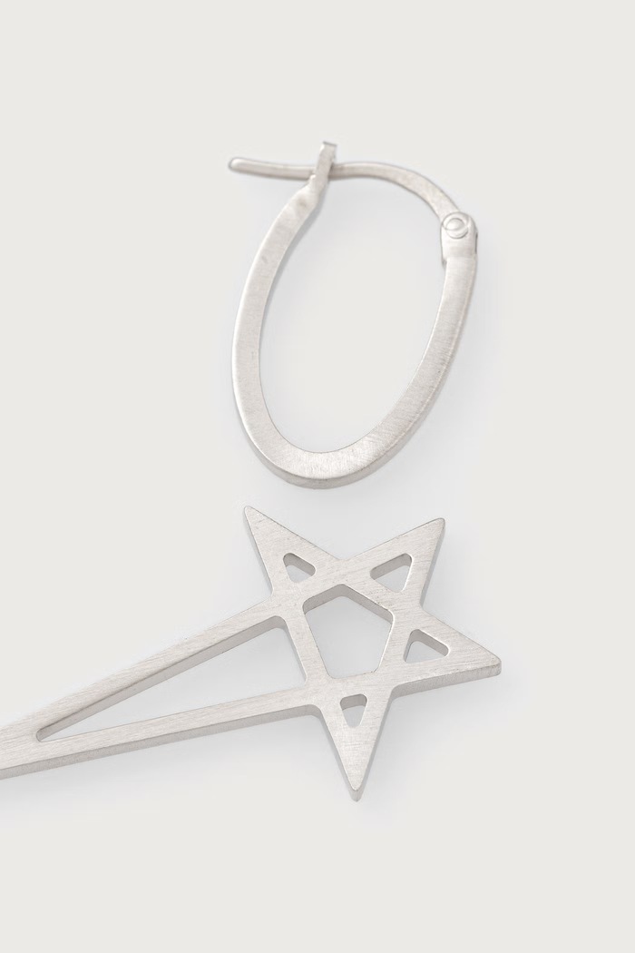Rick Owens DRKSHDW Pentagram kolczyk mosiężny RJ0000067.MMT srebrny AW26