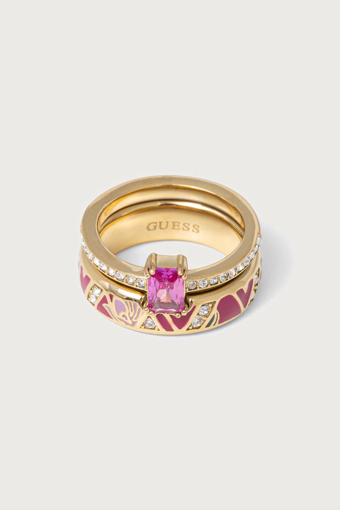 Guess Pierścionek damski ze stali nierdzewnej SAKURA złoty JUBR06.421JW