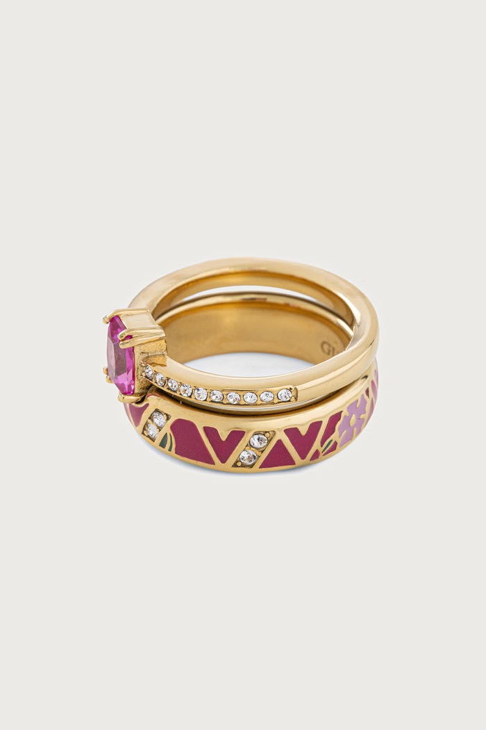 Guess Pierścionek damski ze stali nierdzewnej SAKURA JUBR06.421JW złoty AW26