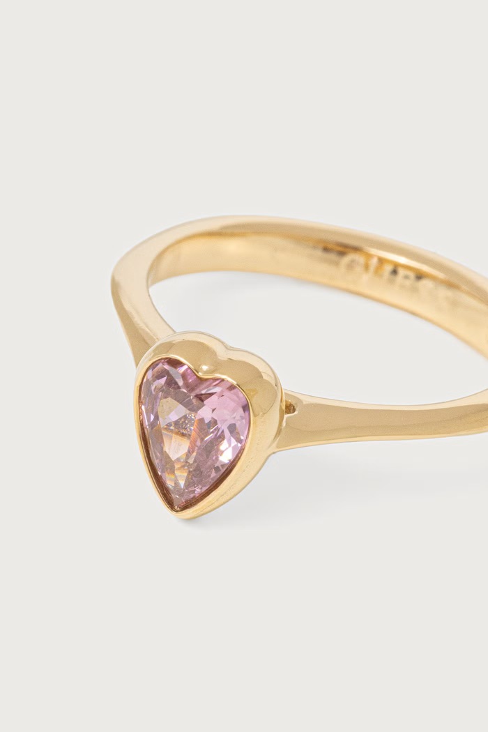 Guess Prsteň dámsky z nehrdzavejúcej ocele CRYSTAL LOVE JUBR06.363JW zlatá AW26