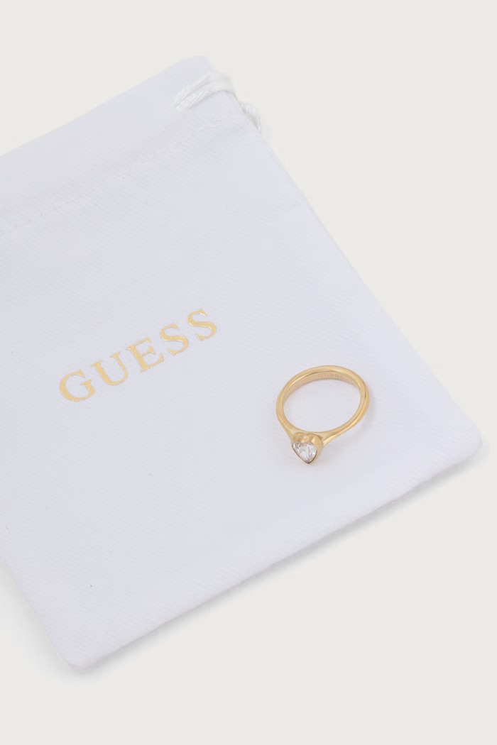 Akcesoria Guess Pierścionek damski ze stali nierdzewnej CRYSTAL LOVE JUBR06.363JW złoty