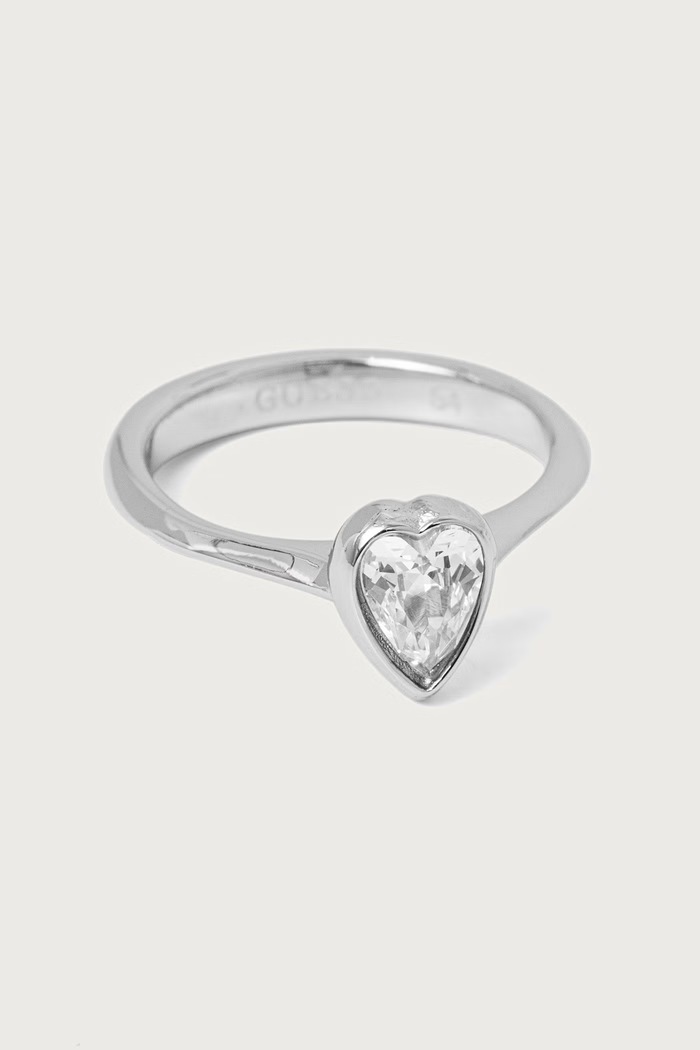 Guess Prstan ženski iz nerjavečega jekla CRYSTAL LOVE JUBR06.363JW srebrna AW26
