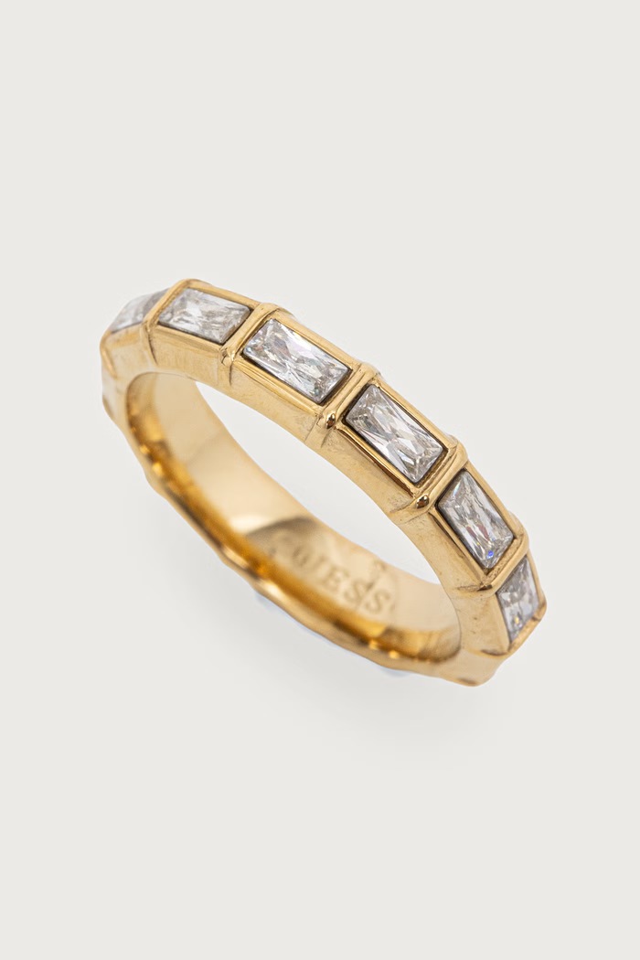 Guess Пръстен дамски от неръждаема стомана LES BAGUETTES JUBR06.333JW злато AW26