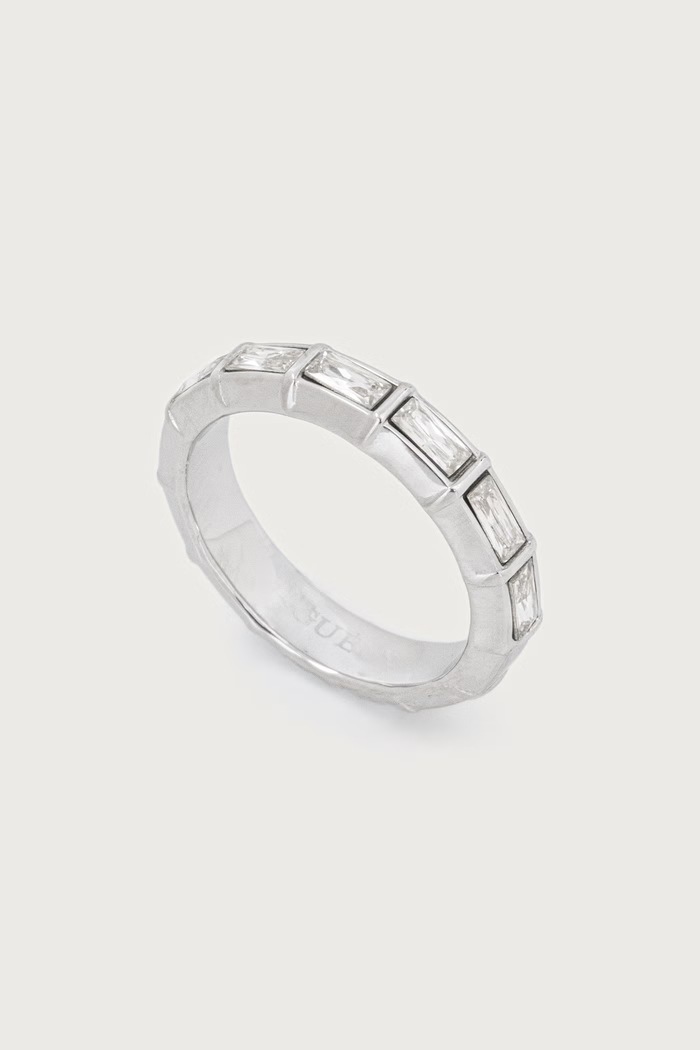 Guess Pierścionek damski ze stali nierdzewnej LES BAGUETTES JUBR06.333JW srebrny AW26