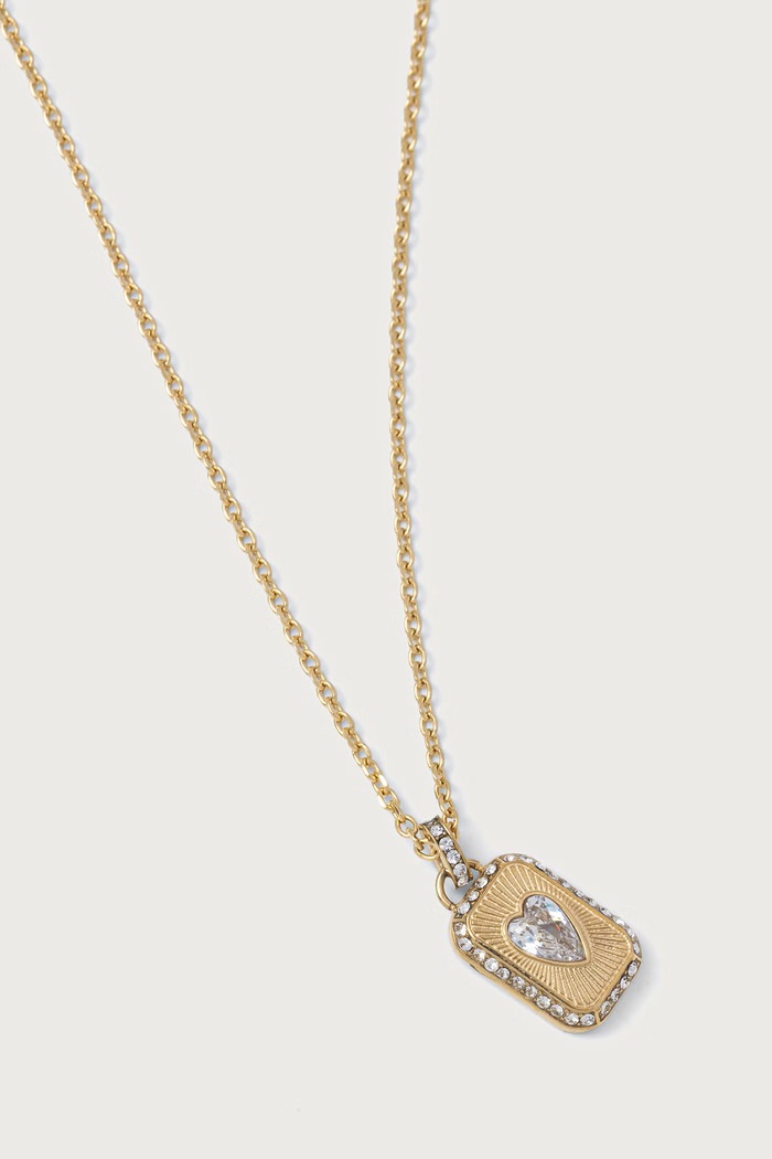 Guess Naszyjnik damski ze stali nierdzewnej CRYSTAL LOVE JUBN06.353JW złoty AW26